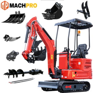 MachPro 1.4 Ton Mini Excavator KUBOTA EPA Diesel Pilot System ,Mini Digger with Attachments115 Swing Boom(90% Pre-Assembled)