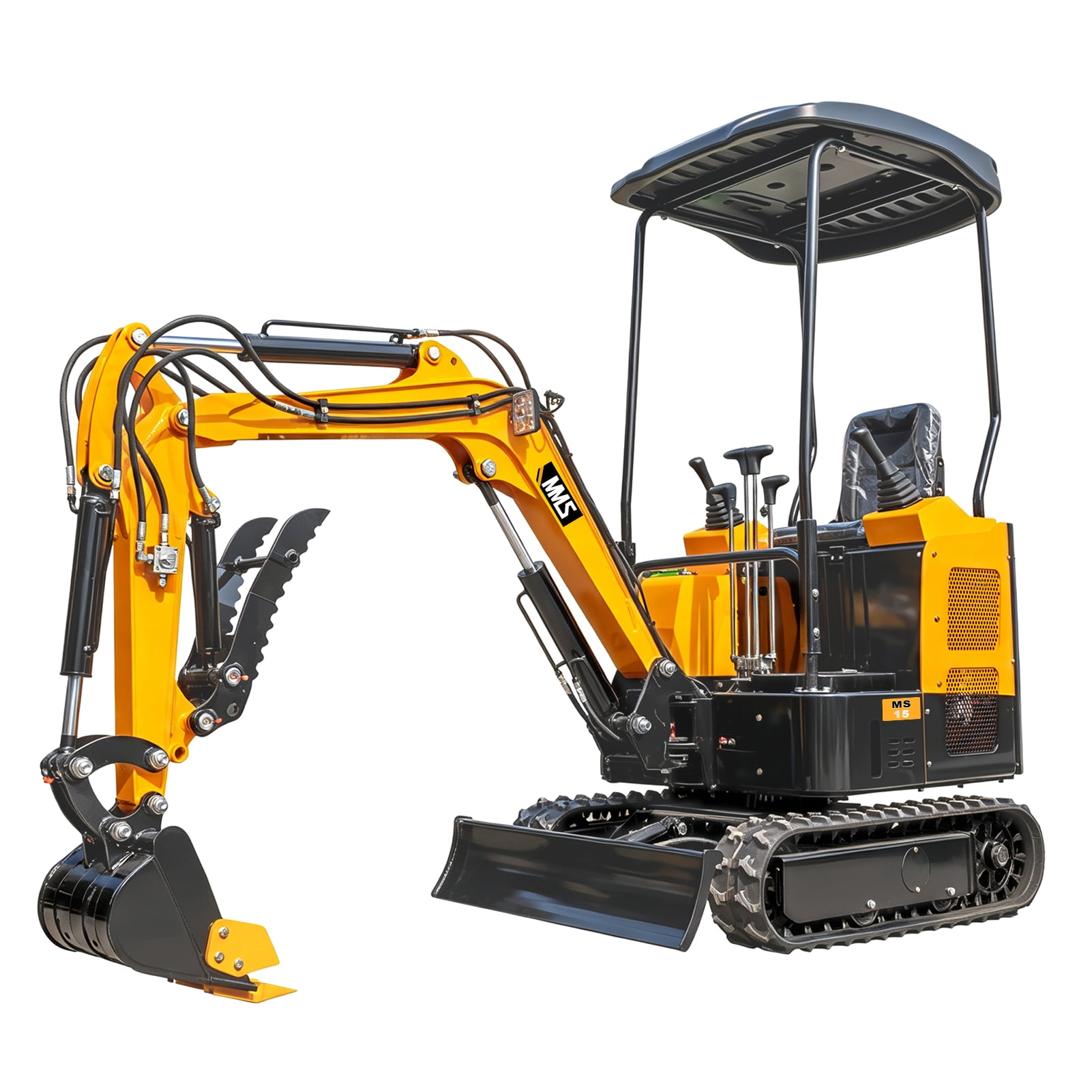 MMS 1.5 Ton Mini Excavator, Pilot Control, Swing Boom, B&S 13.5HP 420cc EPA GAS Engine Crawler Small Digger Machine MS15 - Commercial