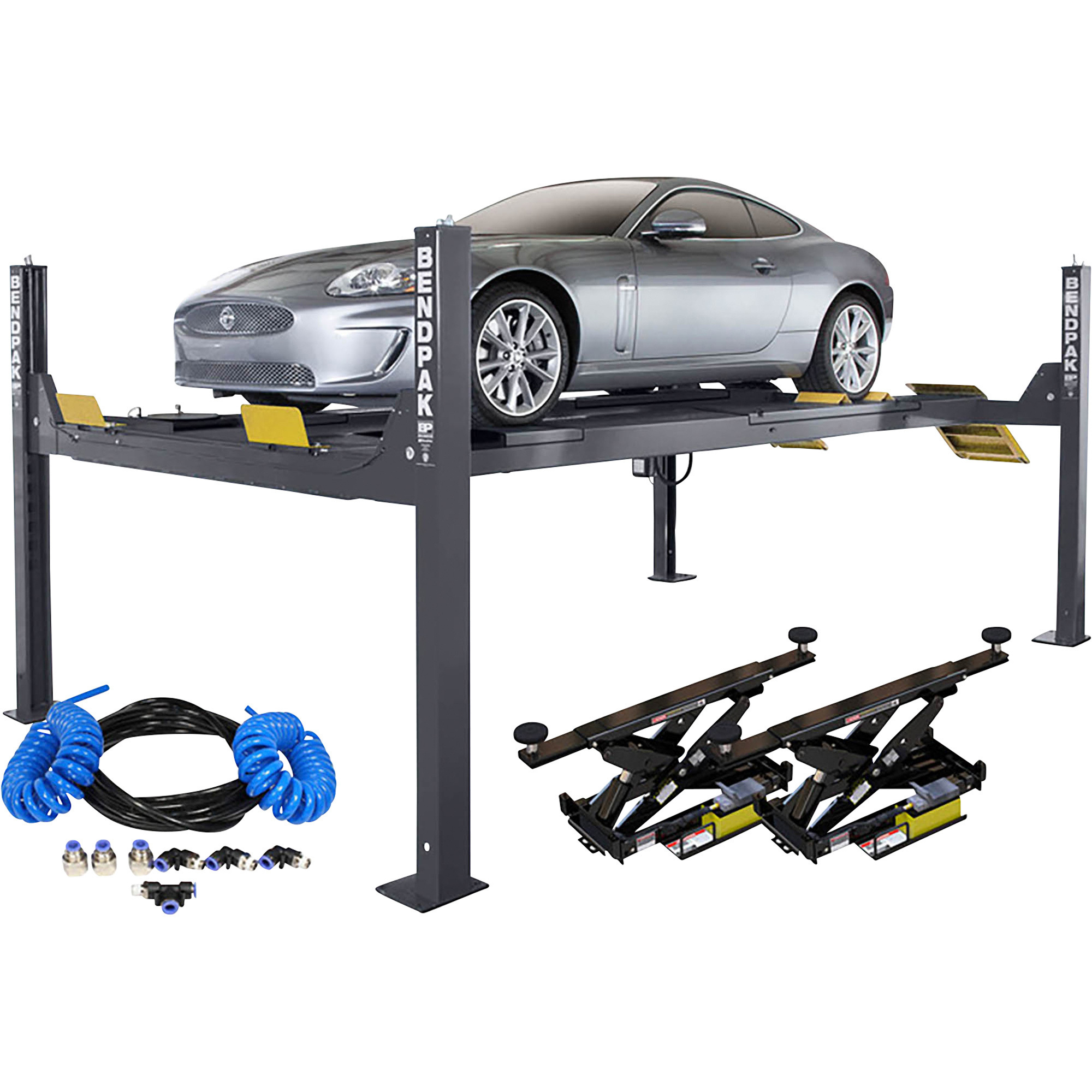Bendpak 4-Post Car Lift, Rolling Bridge Jack, Airline Kit, 14,000-Lb. Capacity, Model# HDS-14LSX + RJ7W + Airline - Greg Smith Equipment Sales