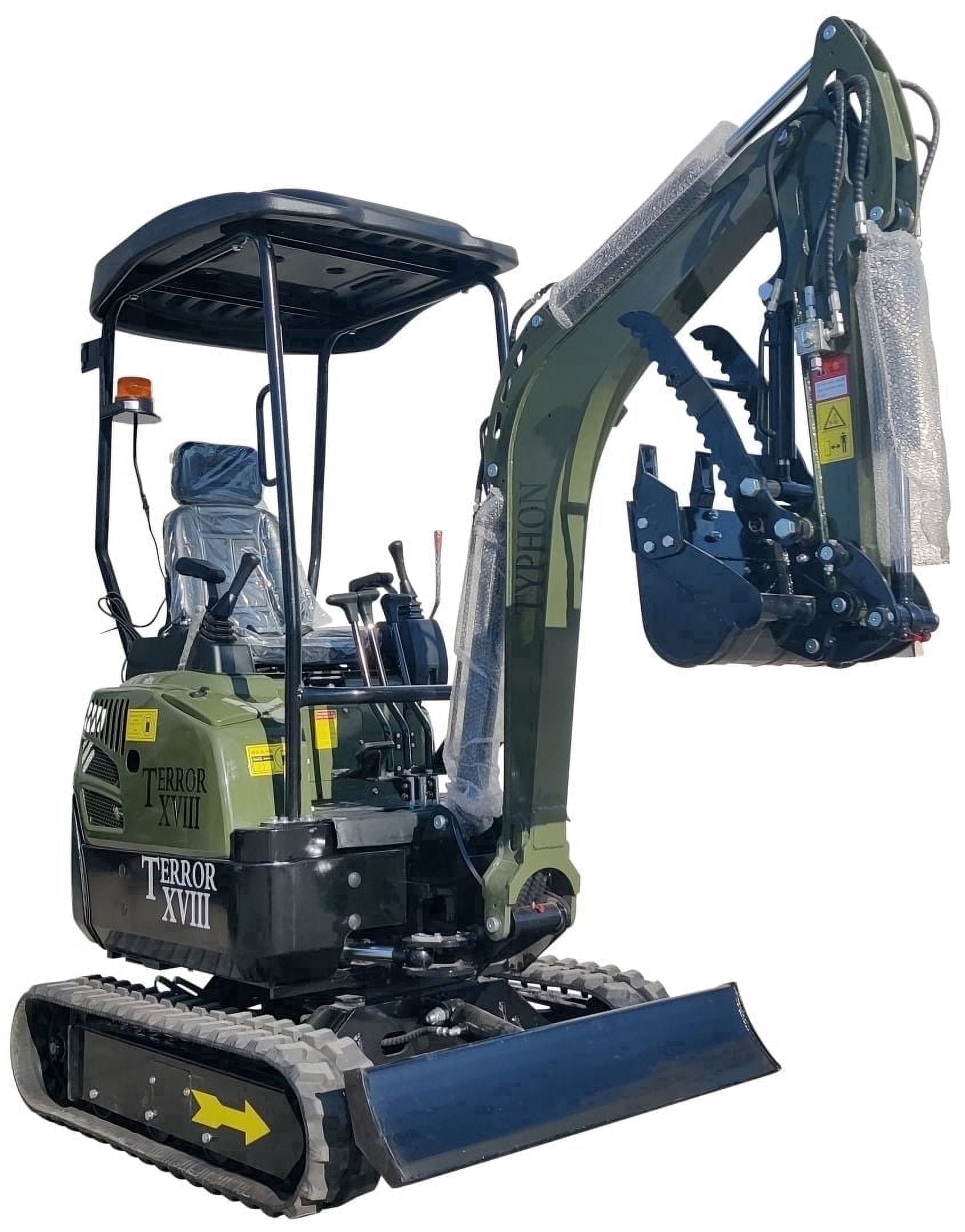 TYPHON Terror XVIII Mini Excavator, 4,000 lb Rubber Track, Kubota D902 Diesel Engine - Commercial