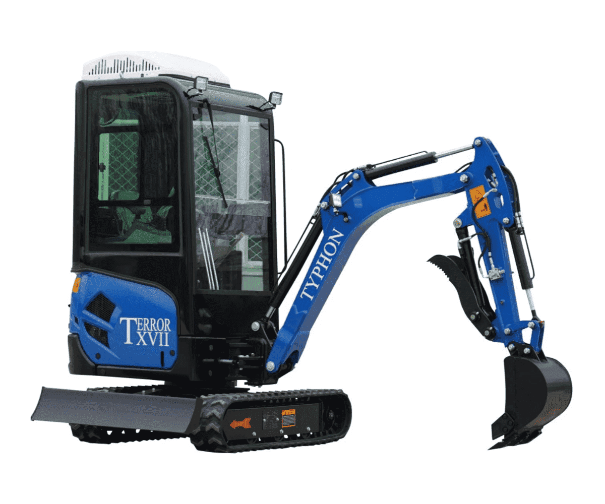 4,000 lb TYPHON TERROR XVII Mini Excavator Rubber Track with AC Heater Cabin and Kubota D902 Diesel Engine USA - Commercial
