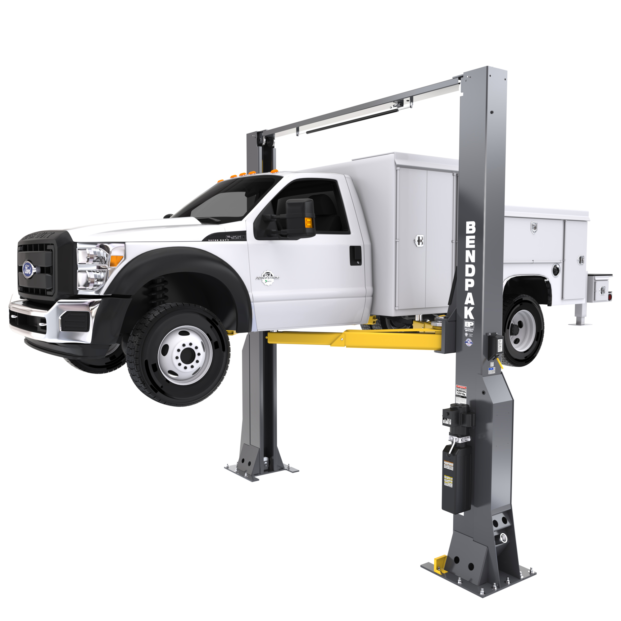BendPak, 16000lb Capacity Clearfloor High-Rise 168in. Height, Capacity 16000 lb, Max. Rise 6.8 ft, Horsepower 2 HP, Model# 16AP - Greg Smith Equipment Sales
