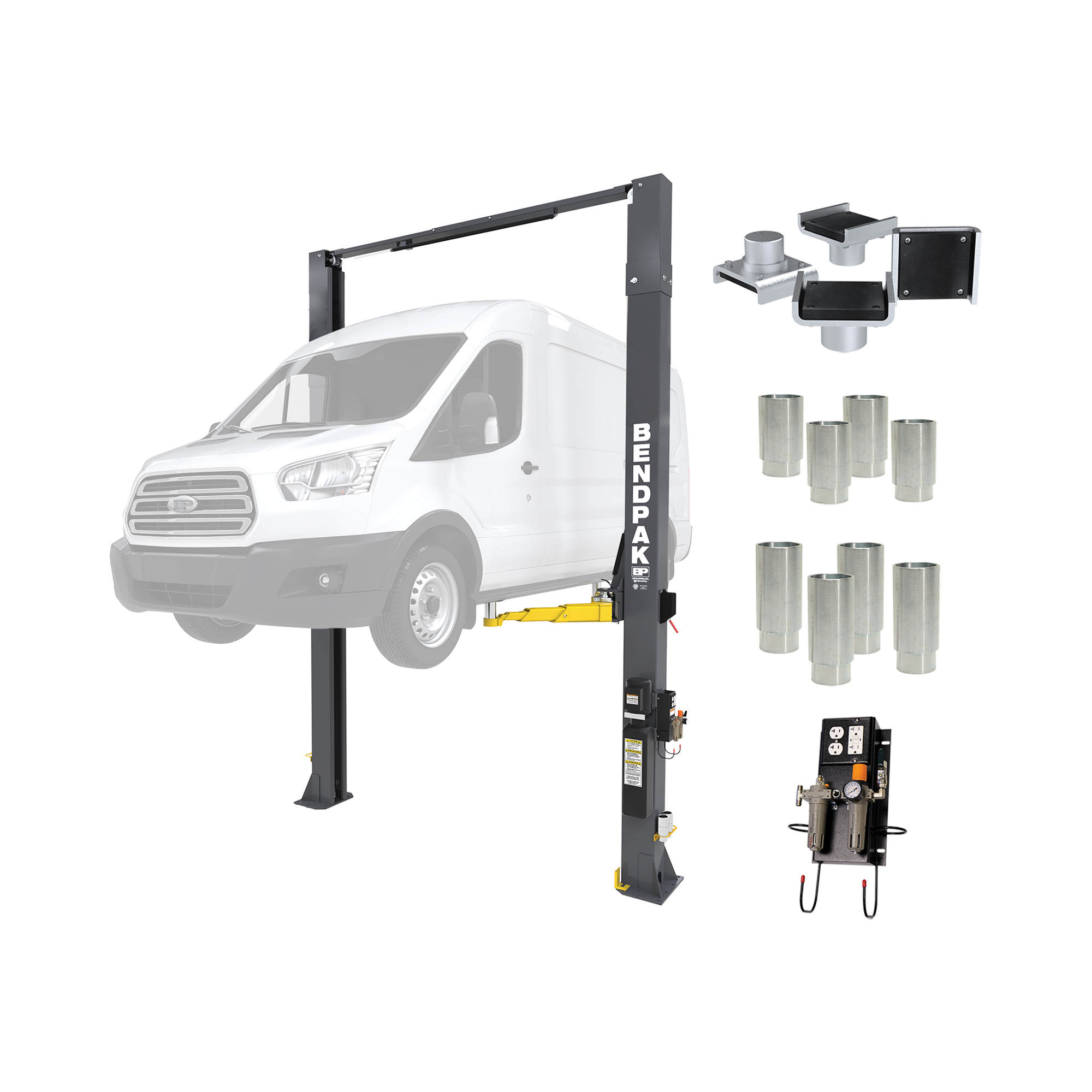 BendPak, 10000lb.Cap, Adjustable Width With Accessories, Capacity 10000 lb, Max. Rise 6.5 ft, Horsepower 3 HP, Model# 10APX-181_PRO_Package - Greg Smith Equipment Sales