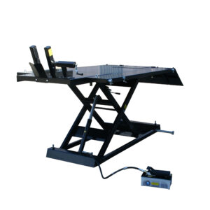 Atlas Automotive Equipment Hi-Rise Motorcycle and ATV Lift — 1500-Lb. Capacity, Air/Hydraulic, Diamond Plate Surface, Retractable Casters, Model# ATEHT1005-KIT-FPD