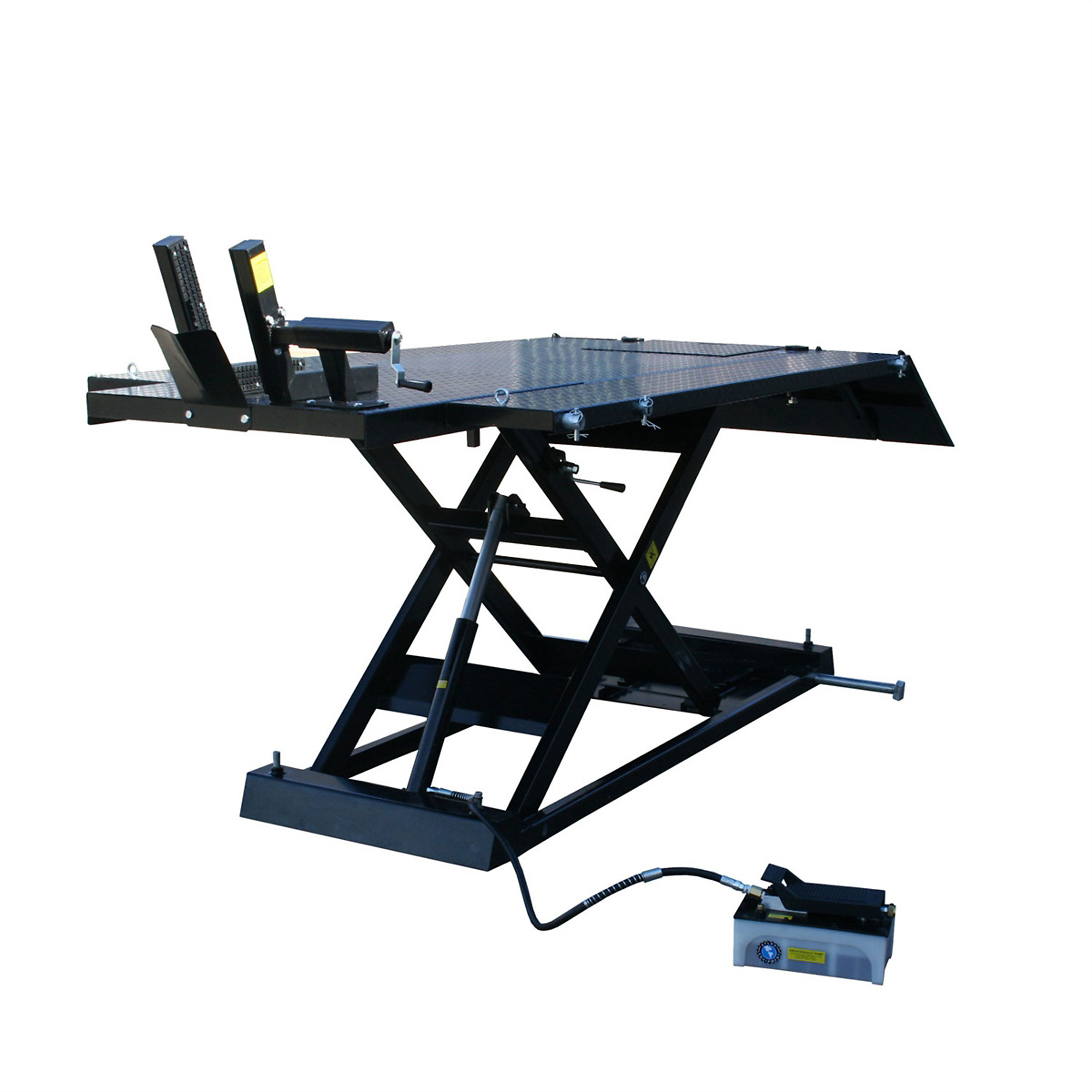 Atlas Automotive Equipment Hi-Rise Motorcycle and ATV Lift — 1500-Lb. Capacity, Air/Hydraulic, Diamond Plate Surface, Retractable Casters, Model# ATEHT1005-KIT-FPD - Greg Smith Equipment Sales