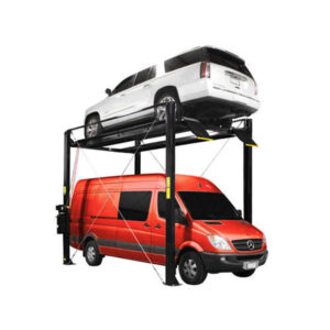 Atlas Automotive Equipment PRO7000ST 4-Post Super Tall Vehicle Storage Lift — 15ft. Minimum Ceiling Height, 7,000lb. Capacity, Extra Wide/Long, Diamond Plated Runways, Lock Ladder Design, Model# ATEXH-PRO7000ST-FPD