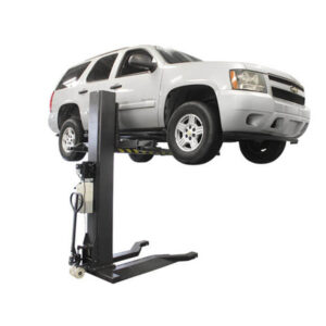 Atlas Automotive Equipment Single Post Vehicle Lift — 6,000-Lb. Capacity, Portable, Low Profile, Two-Stage Telescoping Swing Arms, Drive-Over Ramps, Model# ATEXH-PSP-6000-FPD
