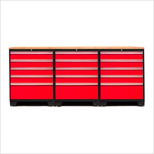 PRO Red 4-Piece Workbench Set with Bamboo Top