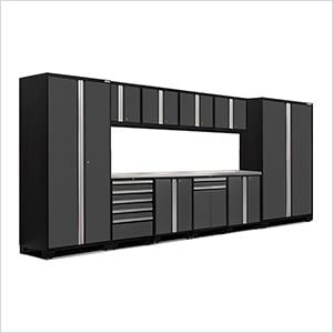 PRO Series Grey 12-Piece Set with Stainless Steel Tops and LED Lights