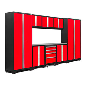BOLD Series Red 9-Piece Set with Stainless Steel Top and LED Lights - Greg Smith Equipment Sales