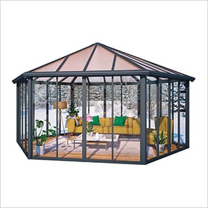 Garda Enclosed Hexagon Garden Gazebo (Grey / Bronze)