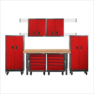 Premier 12-Piece Red Garage Cabinet System