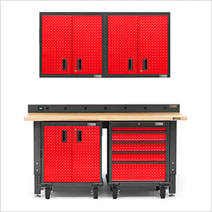 Premier 6-Piece Red Garage Cabinet Set