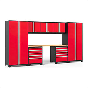 PRO Series Red 8-Piece Set with Bamboo Top and LED Lights