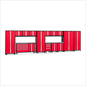 BOLD Red 15-Piece Project Center Set with Stainless Steel Top and LED Lights