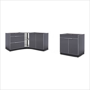 Aluminum Slate 4-Piece Outdoor Kitchen Set (No Countertop)