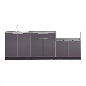 Aluminum Slate 4-Piece Outdoor Kitchen Set with Countertops and Covers