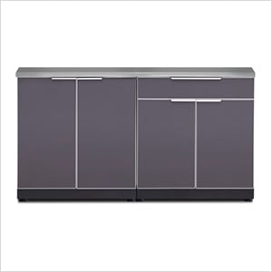 Aluminum Slate 3-Piece Outdoor Kitchen Set with Countertops and Covers