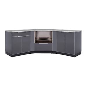 Aluminum Slate 7-Piece Outdoor Kitchen Set with Countertops and Covers