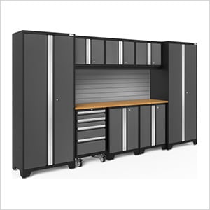 BOLD Series Grey 9-Piece Set with Bamboo Top and Backsplash