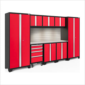 BOLD Series Red 9-Piece Set with Stainless Top, Backsplash, LED Lights - Greg Smith Equipment Sales