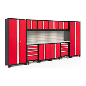 BOLD Series Red 12-Piece Set with Stainless Steel Top, Backsplash, LED Lights - Greg Smith Equipment Sales