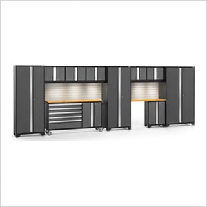 BOLD 11-Piece Cabinet Set with Bamboo Top, Backsplash, LED Lights