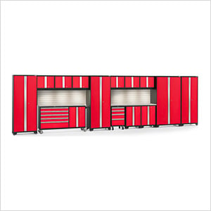 BOLD 15-Piece Cabinet Set with Stainless Top, Backsplash, LED Lights