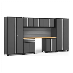PRO Series Grey 8-Piece Set with Bamboo Top and Slatwall