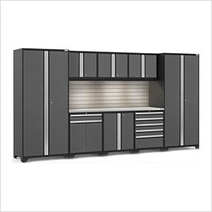 PRO Series 9-Piece Set with Stainless Steel Top, Slatwall and LED Lights