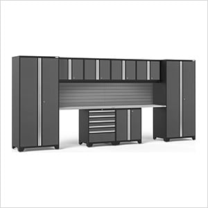 PRO Series Grey 10-Piece Set with Stainless Steel Top and Slatwall