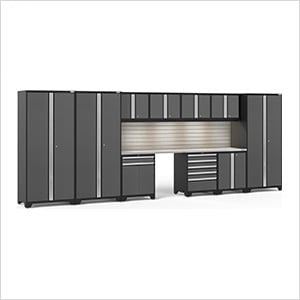 PRO Series 12-Piece Set with Stainless Steel Tops, Slatwall and LED Lights