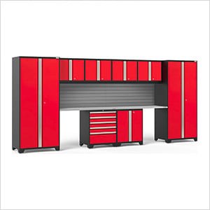 PRO Series Red 10-Piece Set with Stainless Steel Top and Slatwall