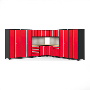 PRO Series 16-Piece Corner Set with Bamboo Tops, Slatwall and LED Lights