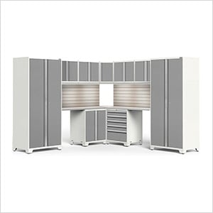 PRO Series Platinum 12-Piece Corner Set with Stainless Tops, Slatwall and LEDs