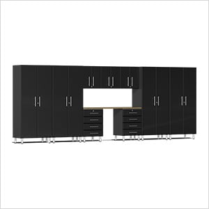 10-Piece Garage Cabinet Kit with Bamboo Worktop