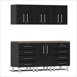 7-Piece Garage Cabinet Kit with Bamboo Worktop