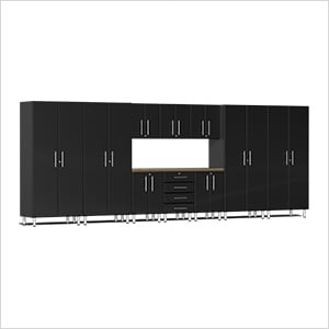 11-Piece Garage Cabinet Kit with Bamboo Worktop