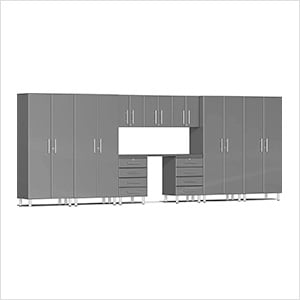 10-Piece Garage Cabinet Kit with Channeled Worktop
