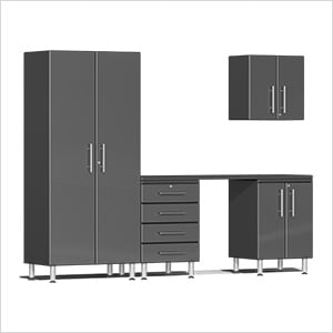 5-Piece Garage Cabinet Kit with Channeled Worktop