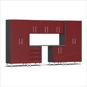 8-Piece Garage Cabinet Kit with Bamboo Worktop