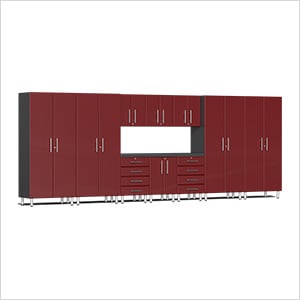11-Piece Garage Cabinet Kit with Channeled Worktop
