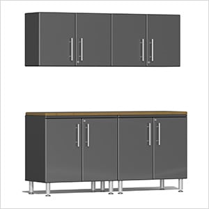 5-Piece Garage Cabinet Kit with Bamboo Worktop