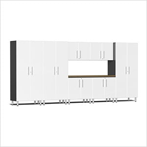 8-Piece Garage Cabinet Kit with Bamboo Worktop