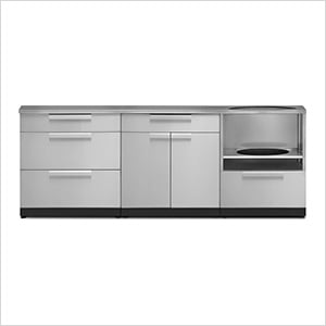 Stainless Steel 4-Piece Outdoor Kitchen Set with Countertops and Covers