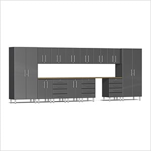 15-Piece Garage Cabinet Kit with Bamboo Worktop