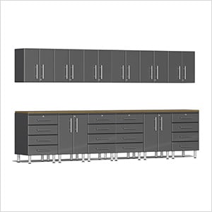 14-Piece Garage Cabinet Kit with Bamboo Worktops