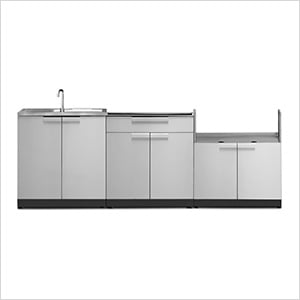 Stainless Steel 3-Piece Outdoor Kitchen Set (No Countertop)