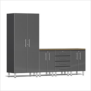 5-Piece Garage Cabinet Kit with Bamboo Worktop