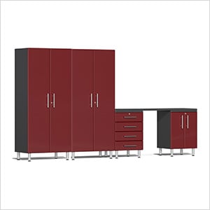 5-Piece Garage Cabinet Kit with Channeled Worktop